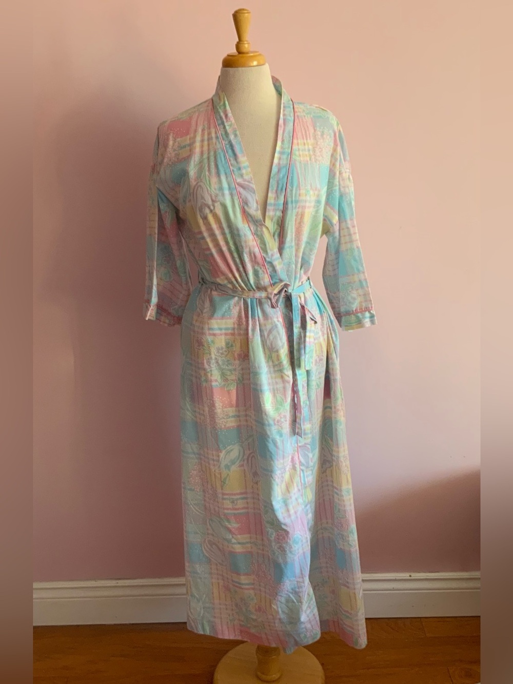 Vintage 90s Charisma Pastel Multi-Color Wrap Robe